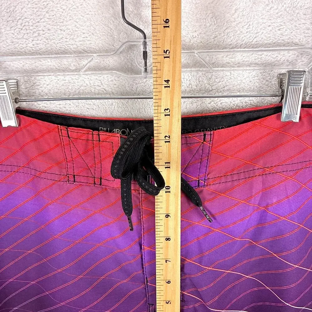 VTG Billabong Board Shorts Men 38 Purple Platinum Vaporwave Stretch Beach Y2K